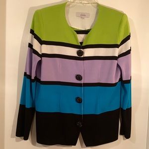 MISOOK Blocked Jacket in Blue, Black Green & White